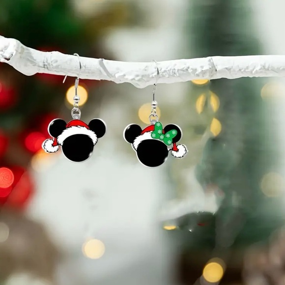 Jewelry - NWT Mickey and Minnie Christmas Earrings